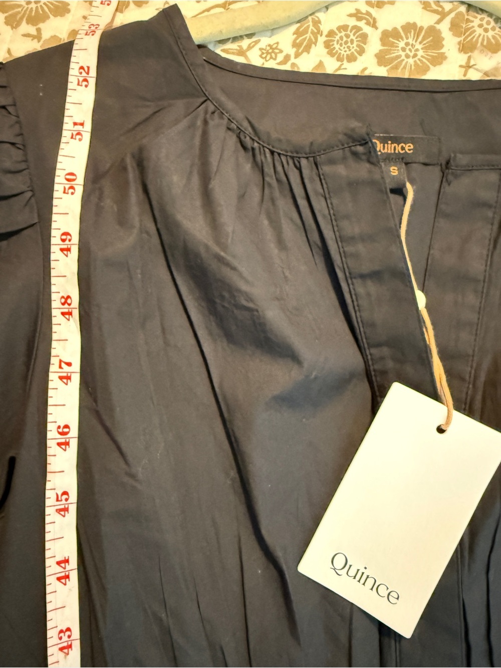 Quince 100% Organic Cotton Tiered Maxi Dress Black Current Retail $70 Small NWT - Picture 9 of 13